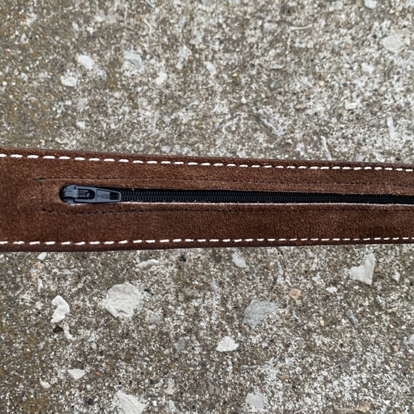 Triple K Vintage Tooled Leather Western Rodeo Outlaw Hidden Zipper Money Belt - Picture 7 of 12